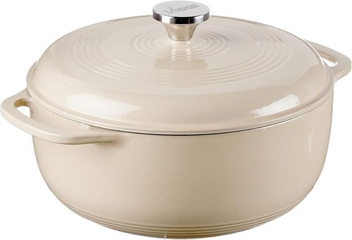 Lodge Essential Enamel Cast Iron Dutch Oven - 6 Quart Sandalwood - Ideal for Baking, Braising & Slow Cooking