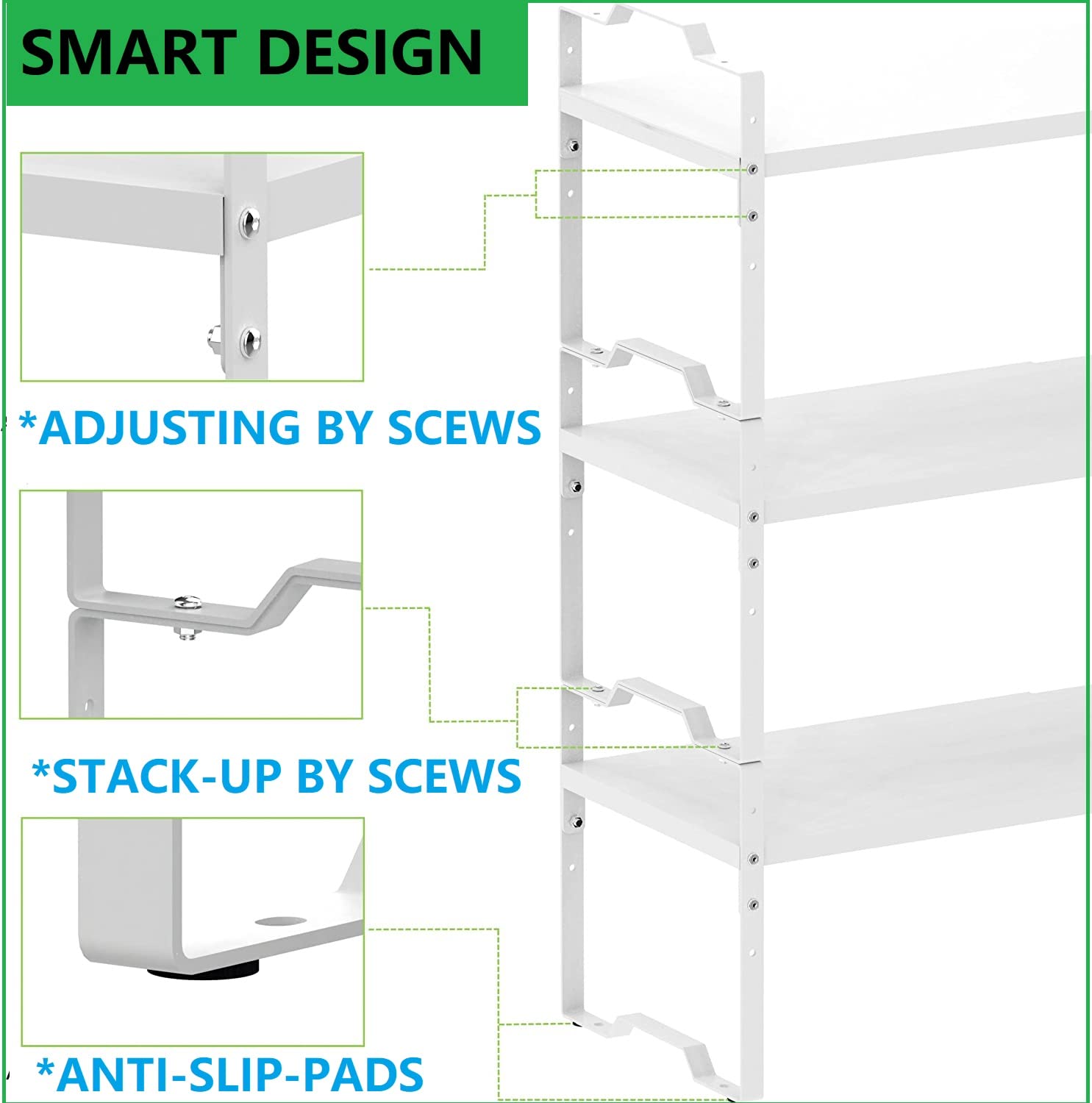 Jojocross Expandable Shelf for Cabinet Organizer Adjustable Stackable Spice Rack at Kitchen and Bathroom more, Counter Countertop Cupboard Organization Pantry Storage(LARGE/3PACKS/WHITE)