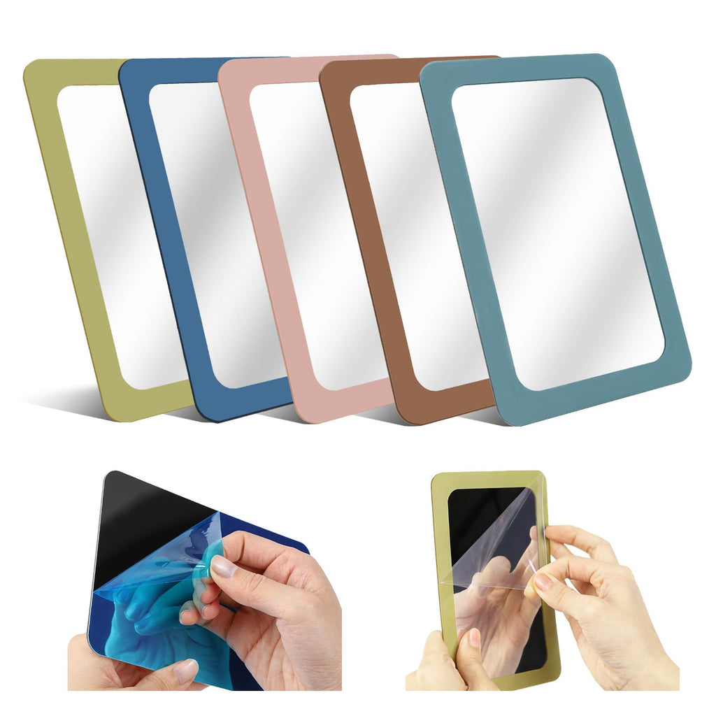 yisncka 5 Pcs Small Mirrors for Kids Unbreakable Shatter Proof Mirror 6 x 4 Inches Round Corners Square Unbroken Mirrors for School Classroom Bathroom DIY Crafts (Dusty Pastel)