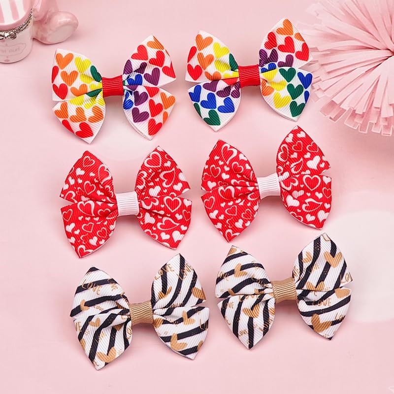 Valentine's Day Glitter Heart Hair Bow Alligator Clips Set