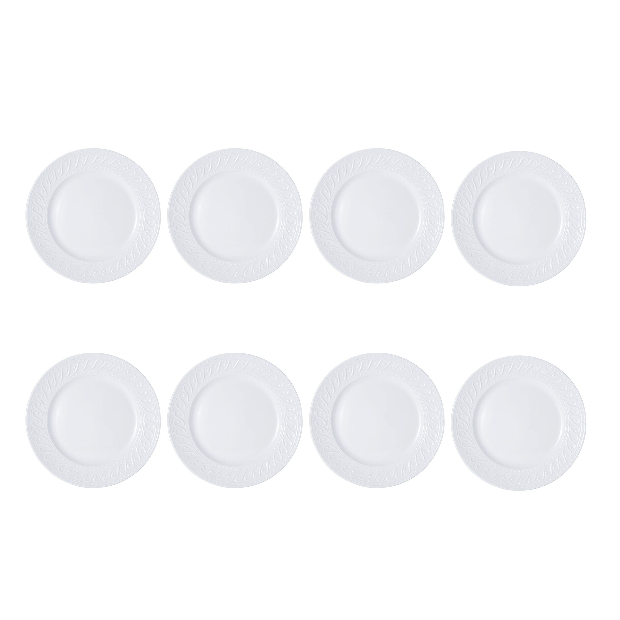 Pfaltzgraff Sylvia 32-Piece White Dinnerware Set, Service for 8, Durable Stoneware Plates, Bowls, and Mugs, Microwave and Dishwasher Safe