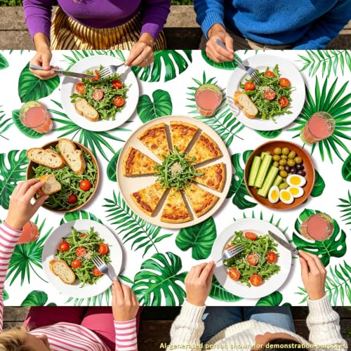 Hawaiian Palm Tree Party Decor Set - 2 Tablecloths & 2 Banners