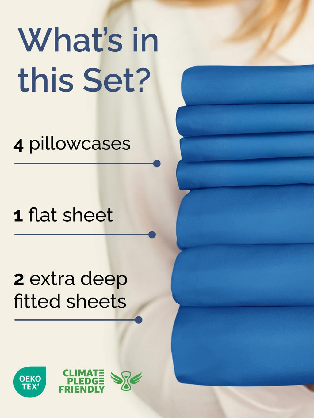 Skiennix Extra Deep Split King Sheet Set - 7 Piece Cooling Bedding - Soft, Wrinkle-Free Royal Blue