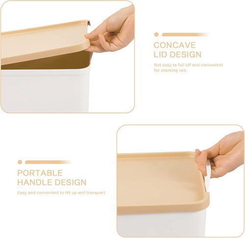 ANMINY Plastic Storage Bins - 5PCS Large Lidded Containers for Closet & Desktop Organization | Wheat Lids