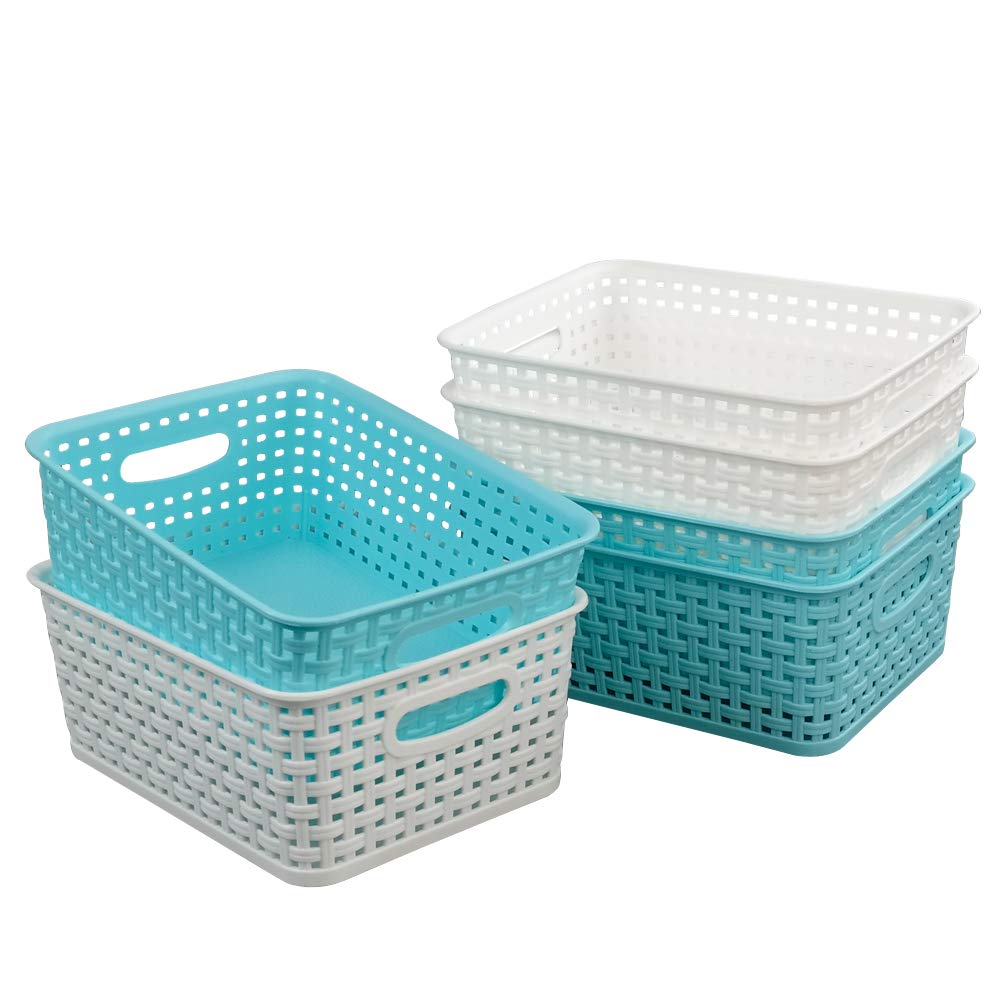 Vababa Plastic Storage Baskets/Storage Bins, Pack for 6