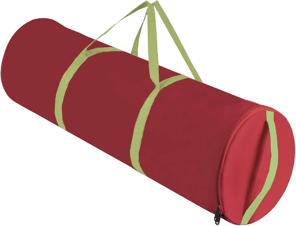 OUTTDID Christmas Wrapping Paper Organizer - Durable 600D Oxford Fabric Storage for 18-25 Rolls | Red with Handles and Zipper