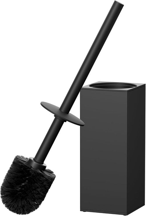 FORIOUS Toilet Brush Set - Heavy Duty 304 Stainless Steel Base, Drip-Proof Design, Black | 2 Brush Heads