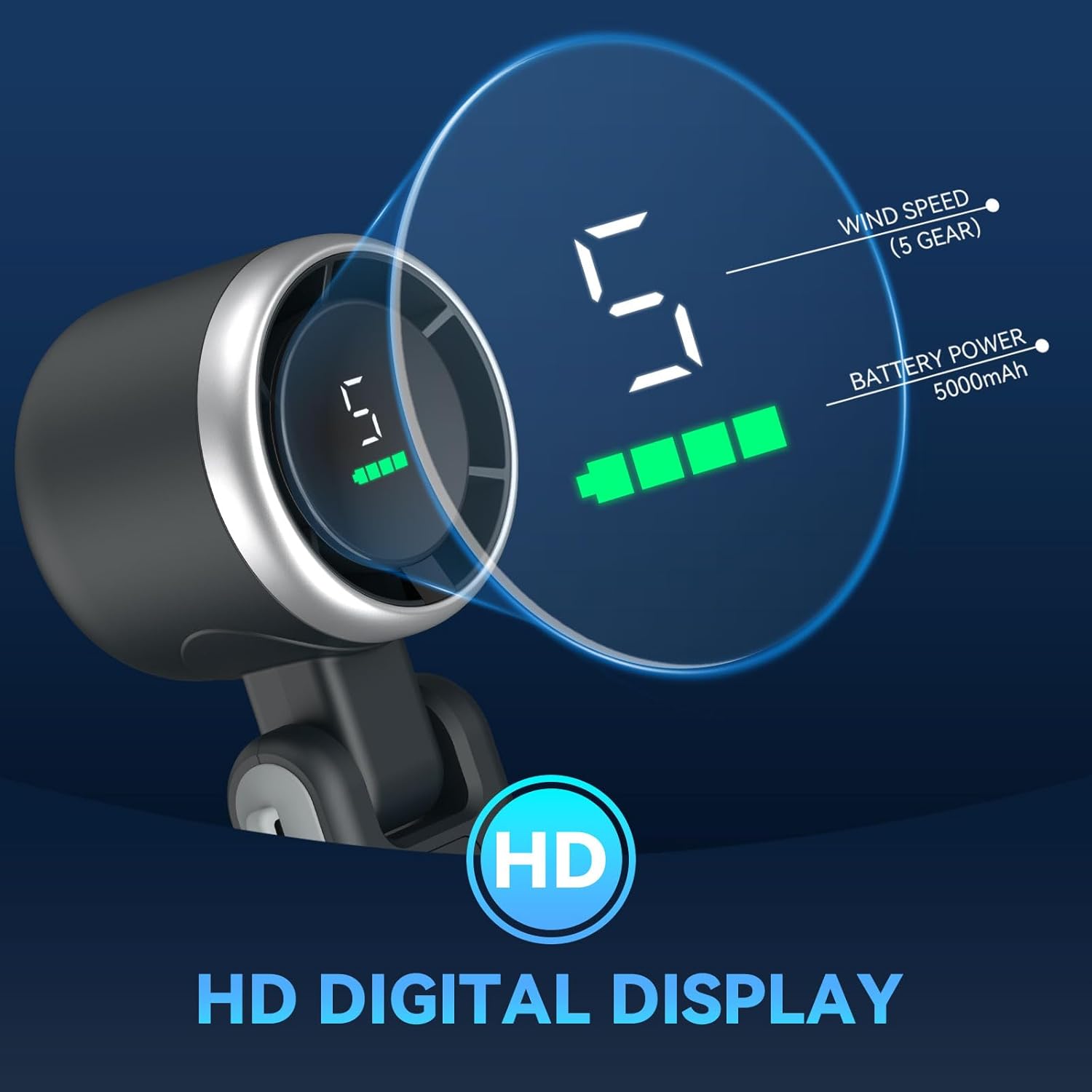 PlayHot Portable Handheld Turbo Fan - Compact Black Design with USB-C Cable for On-the-Go Cooling