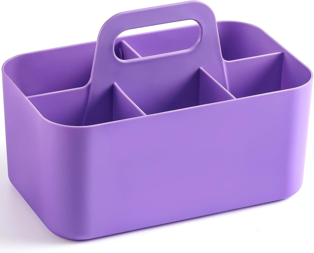Multiuse Caddy Organizer by [Brand Name] - Portable Tote Bin for Art, Makeup & Office Supplies - Purple