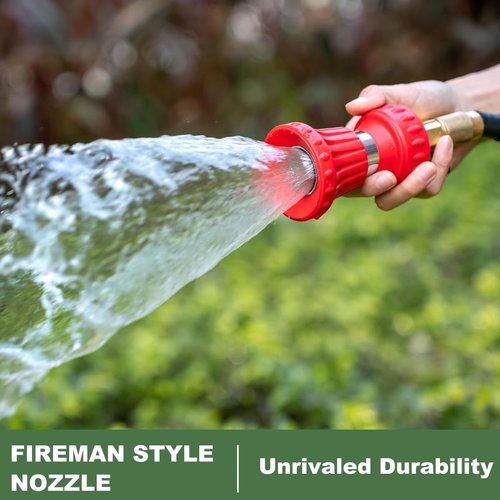 FANHAO Heavy Duty Fireman Style Garden Hose Nozzle - Adjustable High Pressure Sprayer for Car Washing & Lawn Care