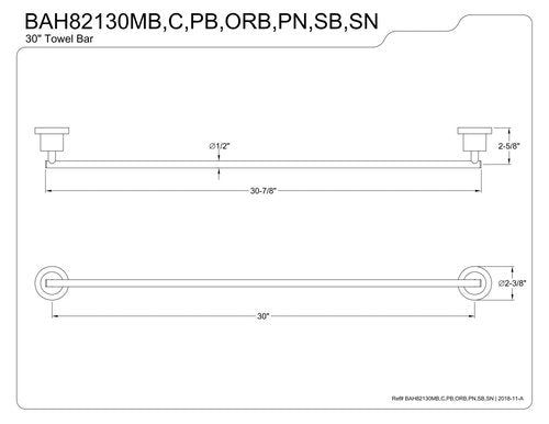 Kingston Brass BAH82130PN Concord -Towel Bar, Polished Nickel