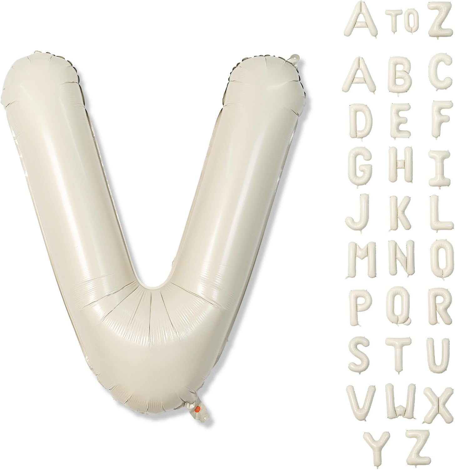 Skiennix V Letter Balloons - 40 Inch Cream Foil Alphabet Balloons for Birthday Party Decor