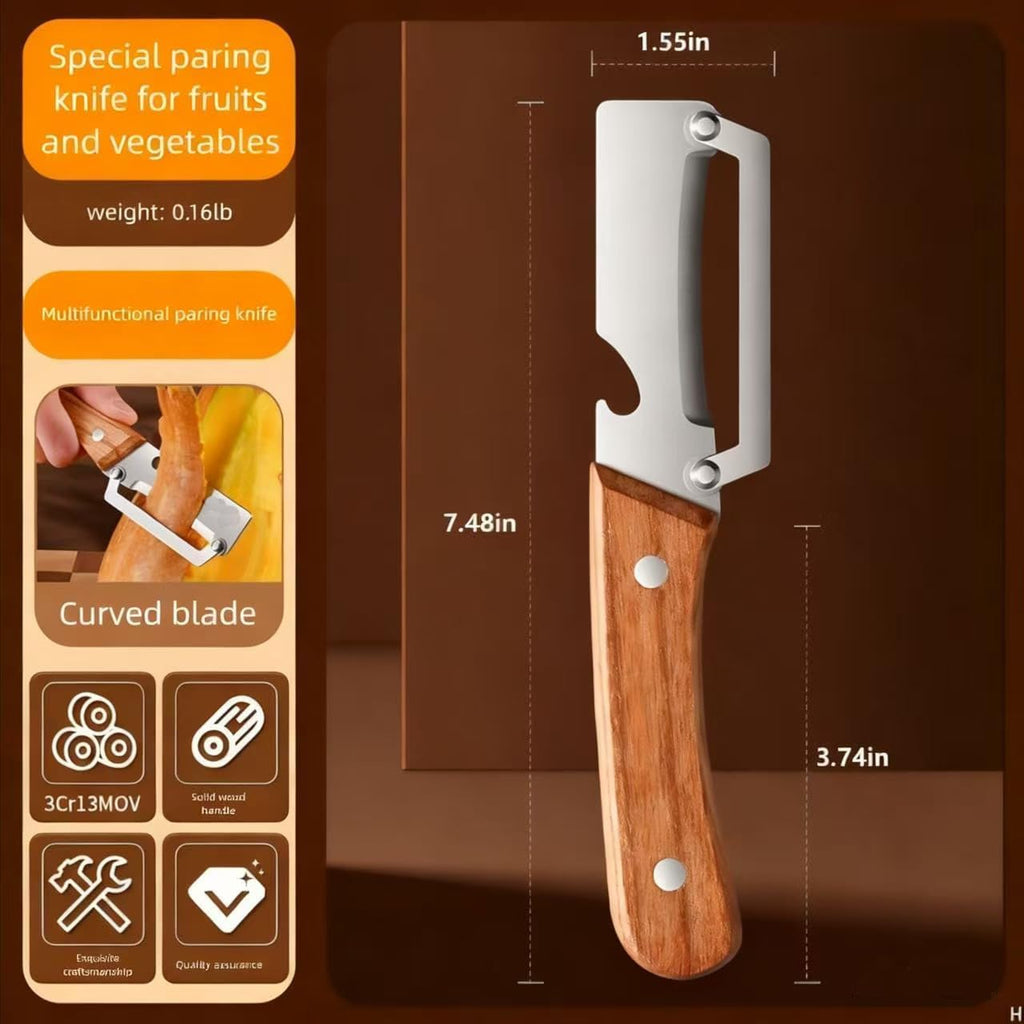 Skiennix Multi-Functional Vegetable Peeler - Stainless Steel Blade & Wooden Handle | 2-Pack