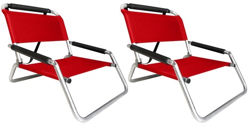 2 Pack of Neso Lightweight Water Resistant Beach Chairs with Shoulder Strap and Slip Pocket - Folds Thin (Lehua Red)