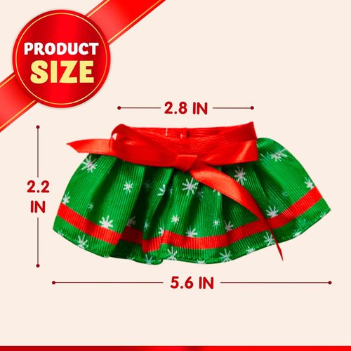 JOYIN Christmas Doll Skirts Set - 3 Pcs Green Santa Dance Dress Accessories for Holiday Decor