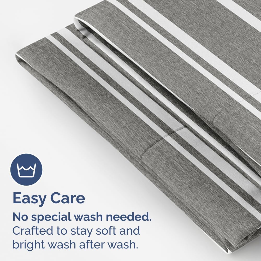 Skiennix Queen Pillow Cases Set of 2 - Ultra Soft Hotel Quality - Wrinkle Free & Fade Resistant - Grey Stripes