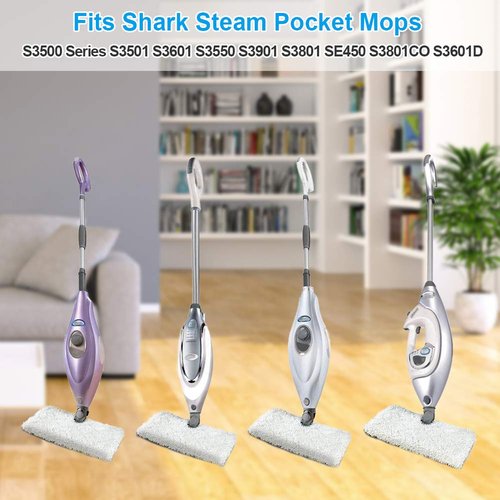 Fushing 3Pcs Steam Mop Pads, Washable Microfiber Cleaning Steamer Replacement Pads for Shark Steam Mop S3501 S3601 S2902 S3901 S3550 S3601D S3801 S3801CO SE450 S2901