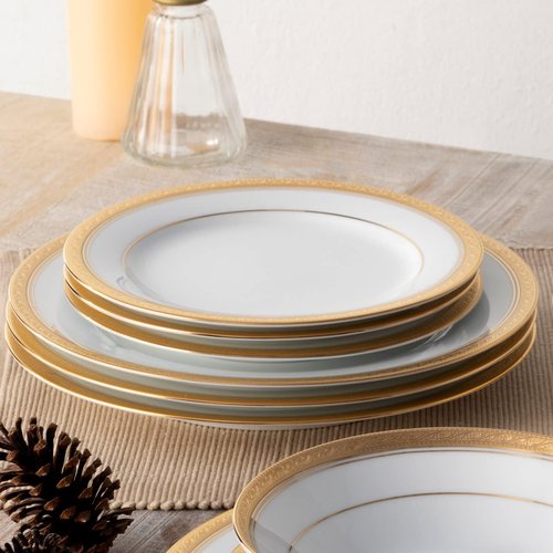Noritake Crestwood Gold Set of 4 Dinner Plates, 10-1/2"