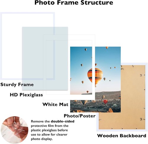 JCJMY 18x24 Picture Frame - Versatile Wall Hanging Frame with 16x20 Mat, White Finish