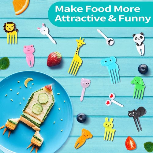 FATLODA 156PCS Animal Food Picks - Fun Bento Box Accessories for Kids | Reusable Lunchbox Picks