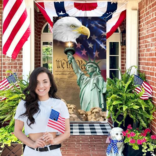 4th of July Door Cover Banner - Patriotic Memorial Day Decoration 71x35"