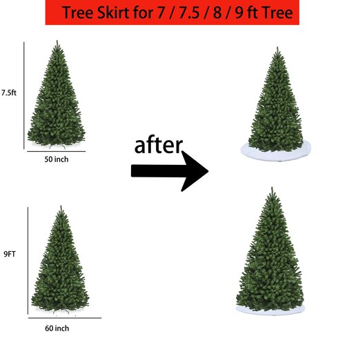 60 Inch White Christmas Tree Skirt, Faux Fur Large Christmas Tree Skirt Holiday Xmas Decorations