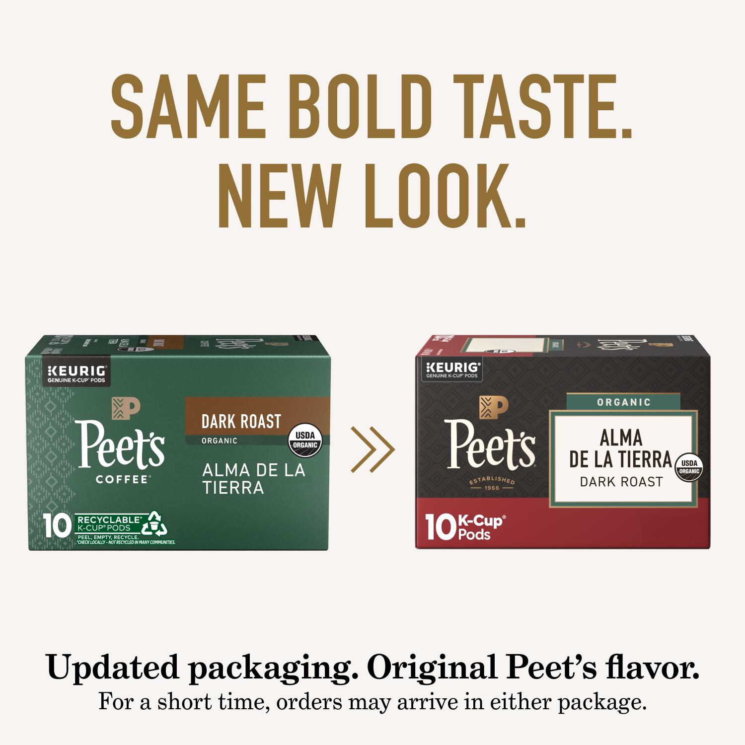 Peet's Coffee Organic Dark Roast K-Cup Pods - 100% Arabica, Alma de la Tierra, 60 Count (6 Boxes of 10 Pods)