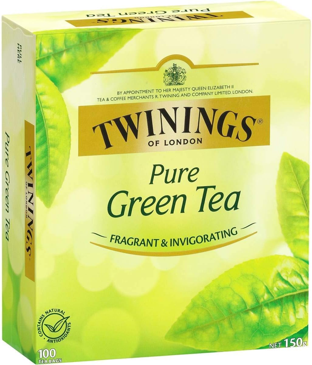 Twinings Green Tea Bags - All-Natural, Pure Flavor - 100 Count for Refreshing Brews