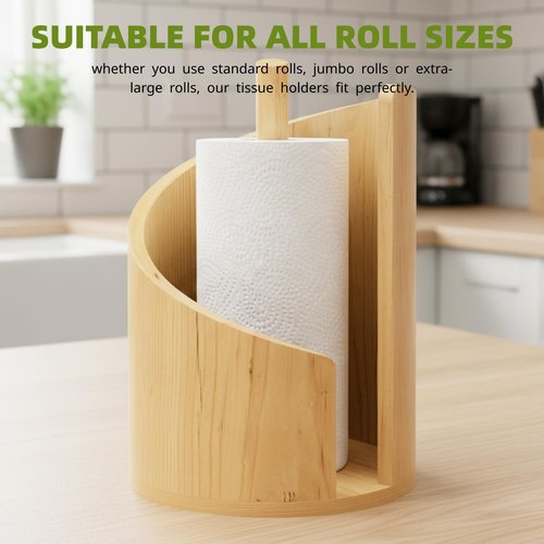 Wooden Paper Towel Holder for Countertop, Modern Mountain Style Paper Towel Holder, Heavy Duty Solid Wood Freestanding Paper Roll Stand for Kitchen, Bathroom & RV
