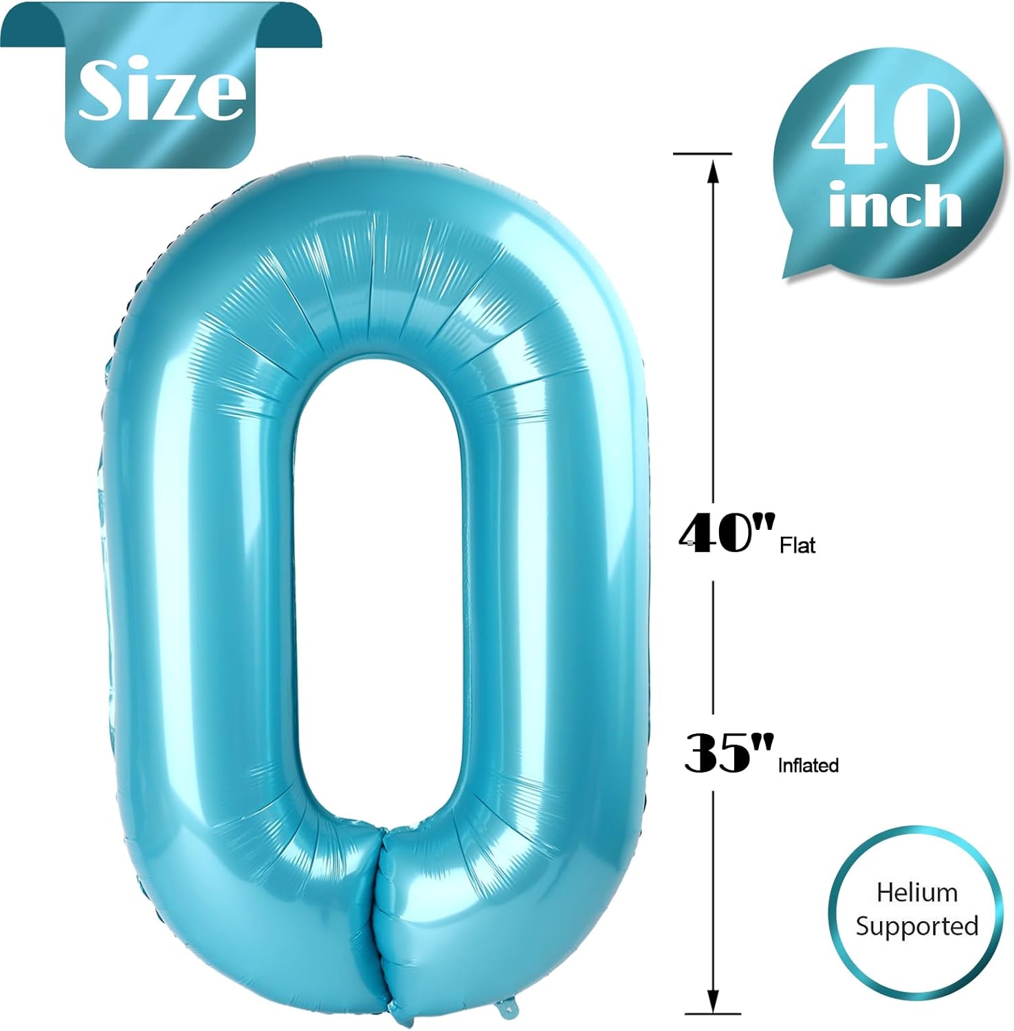 Pearlescent Blue Number Balloon - 40 Inch 0 Balloon | Perfect for Birthday Decorations & Party Supplies