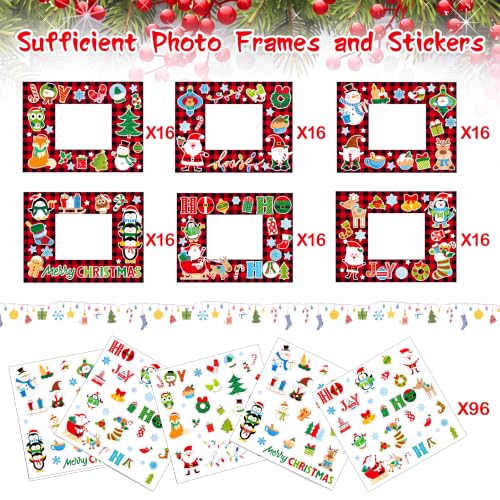 Christmas Photo Frame Craft Set - 96 Pack with Stickers, 6 Styles