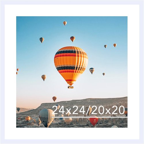 JCJMY 24x24 Picture Frame - White with 20x20 Mat | Display 20x20 Photos or 24x24 Without Mat