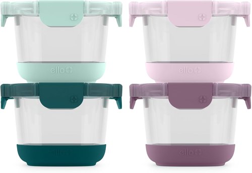 Ello Duraglass 2-Cup Reusable Glass Container Jar - Leak-Proof Lids & Silicone Sleeves | BPA-Free, Dishwasher Safe