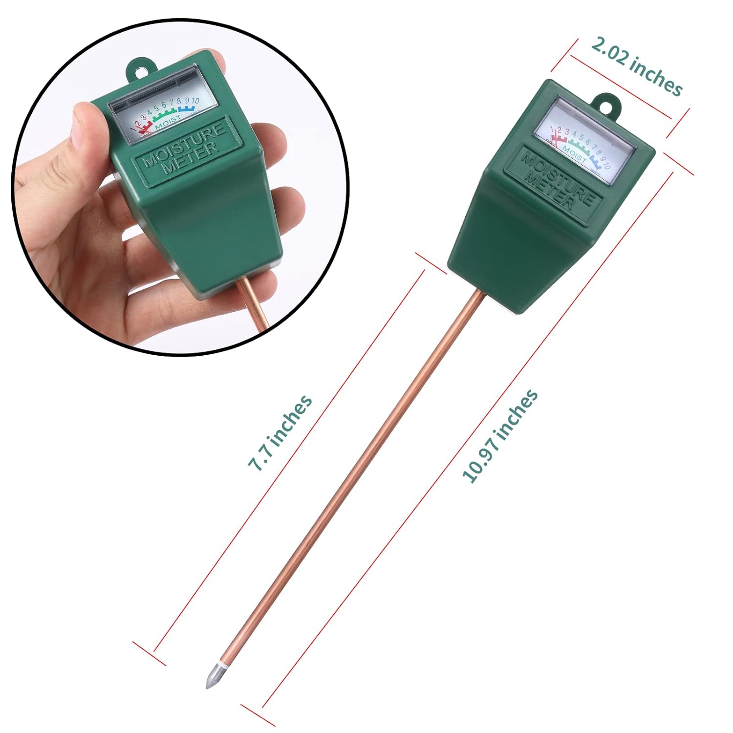 Skiennix Soil Moisture Meter - Accurate Plant Water Tester for Indoor & Outdoor Use | No Battery Required (Black & Green)