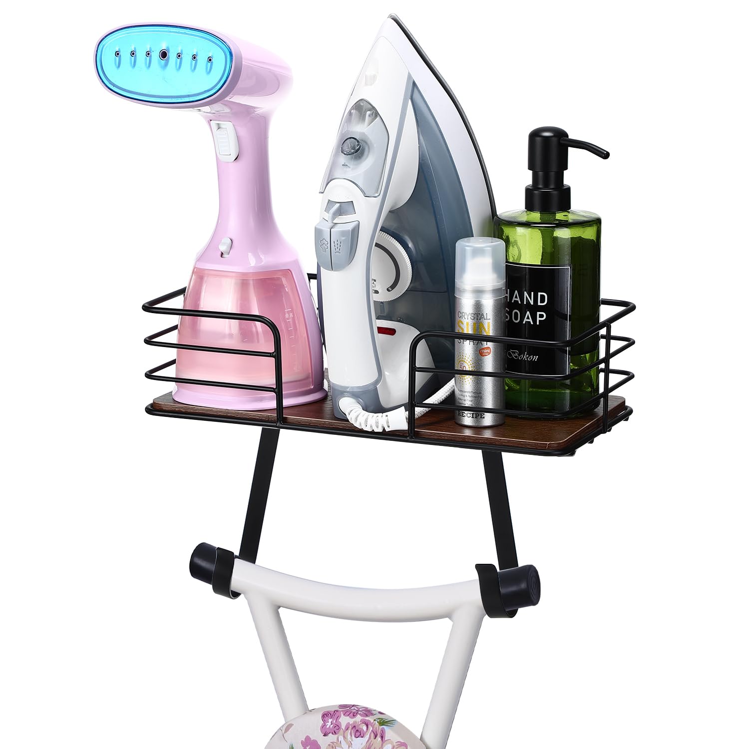 TORZCT Ironing Board Holder Wall Mount Laundry Room Hanging Iron and Ironing Board Hanger Storage Laundry Room Decor and Organization Fit Most Ironing Boards leg's(Included T&V Shaped)-Black