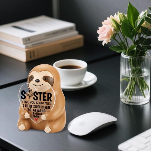 FOKCBOCM Sloth Figurine - Inspirational Gift for Sister, Friend, or Coworker | Encouragement Decor