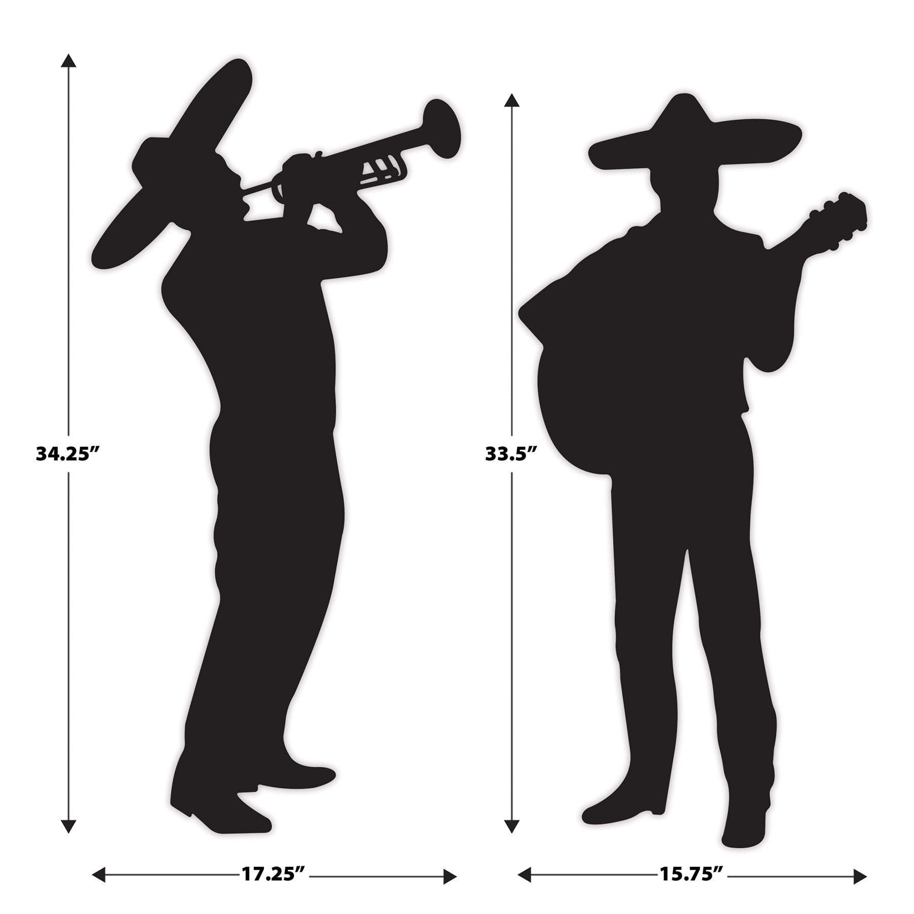 Beistle Mariachi Band Silhouettes, Set of 4- Fiesta Party Decor Props for Mexican Theme Celebrations, Musician Wall Art, and Cinco de Mayo and Taco Tuesday Decorations