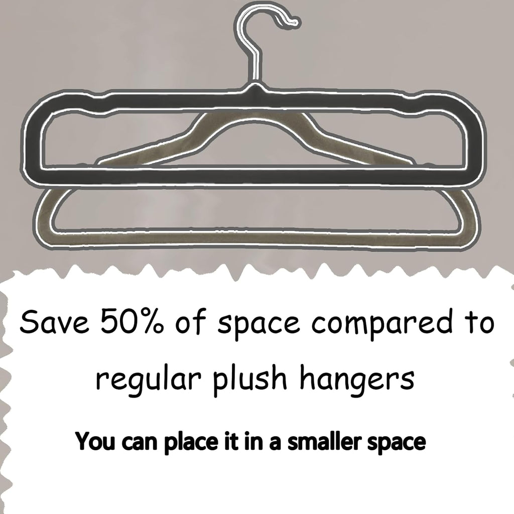 Velvet Pants Hangers by Perchas Terciopelo - Non-Slip 20 Pack for Space-Saving Closet Organization - Durable with 360° Rotatable Hook (Black)