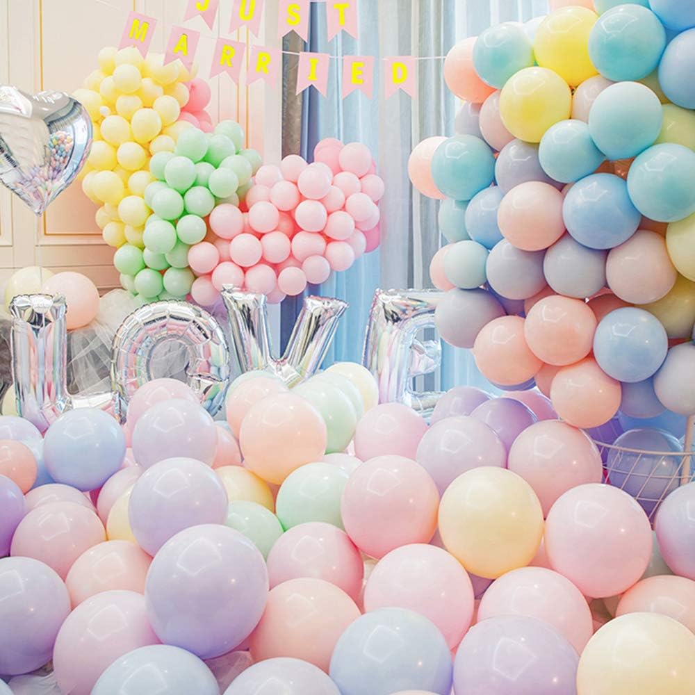 Skiennix 5-Inch Pastel Latex Balloons - 200-Pack Rainbow Macaron Candy Party Decorations for Weddings & Birthdays