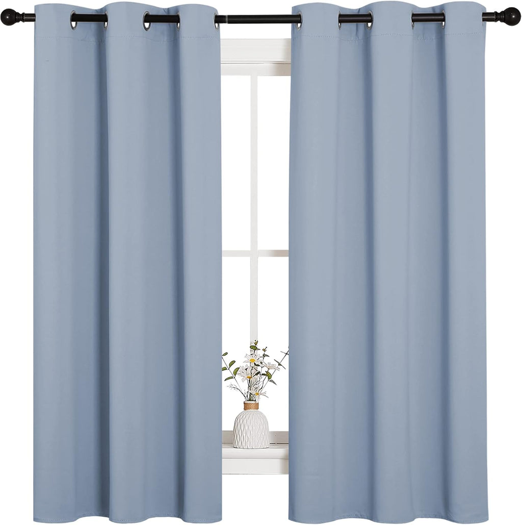 NICETOWN Blackout Curtains - Vintage Blue Thermal Insulated Drapes for Bedroom | 42" x 63" (1 Pair)