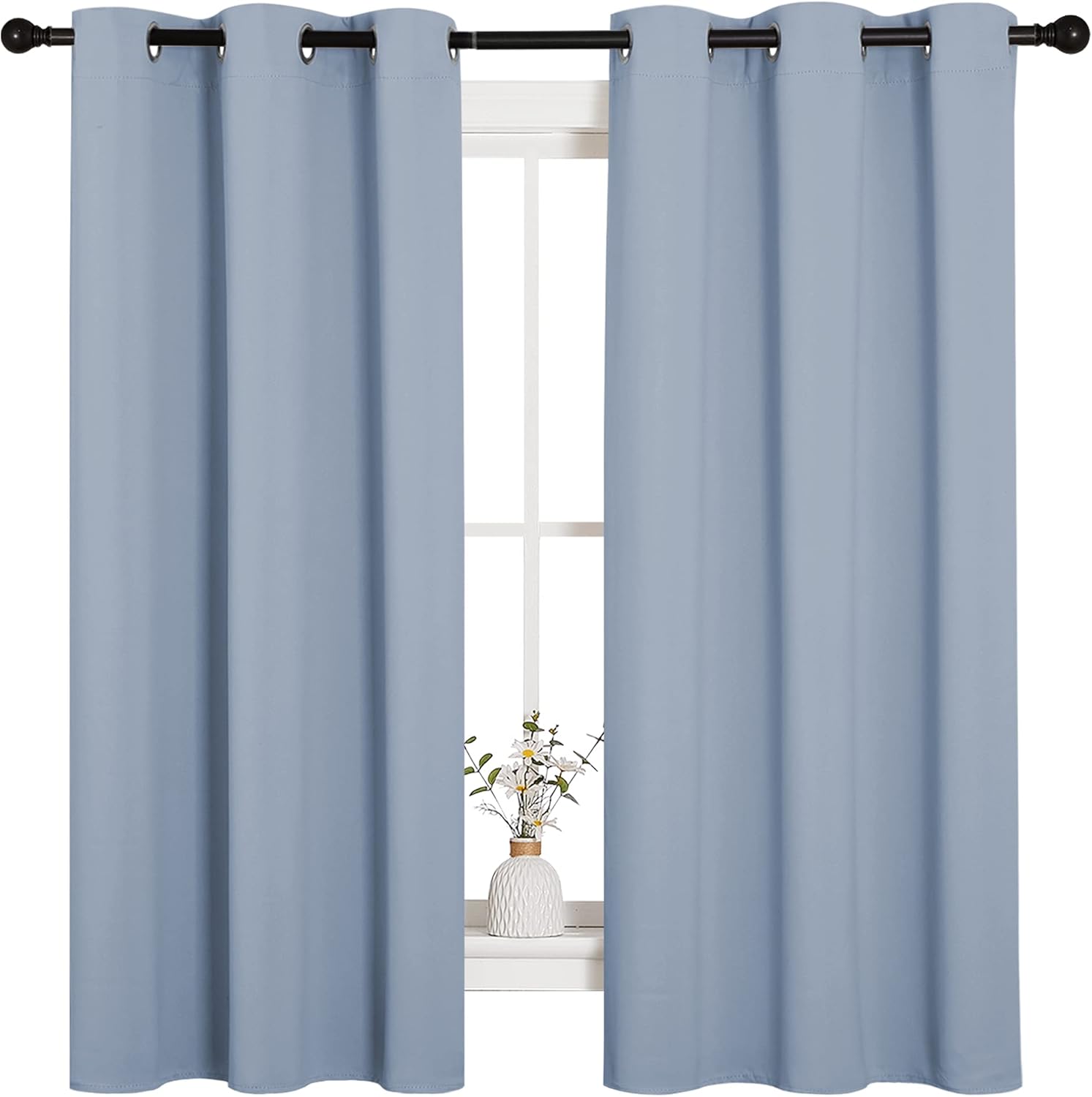 NICETOWN Blackout Curtains - Vintage Blue Thermal Insulated Drapes for Bedroom | 42" x 63" (1 Pair)