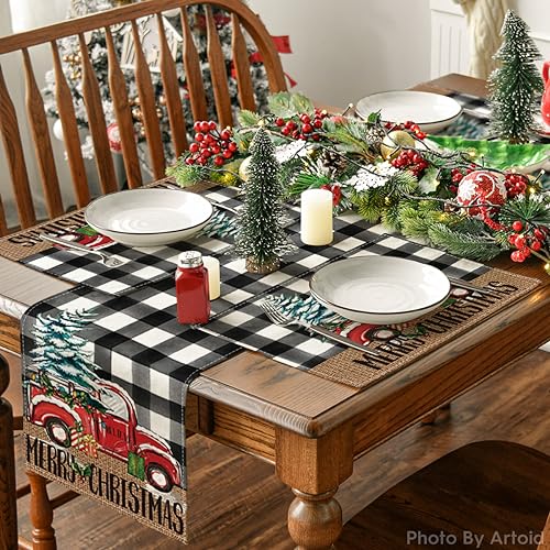 12x18 Inch Christmas Placemats Set of 6 - Buffalo Plaid Holiday Table Decor