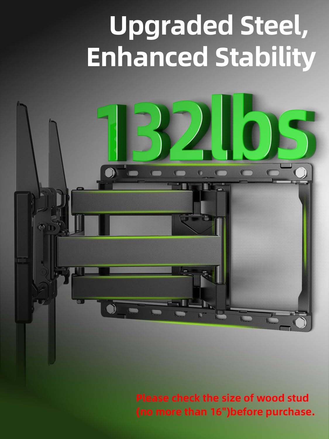 USX Mount Full Motion TV Wall Mount - Dual Swivel Articulating Tilt for 42-90 Inch TVs | VESA 600x400mm, Holds Up to 132lbs