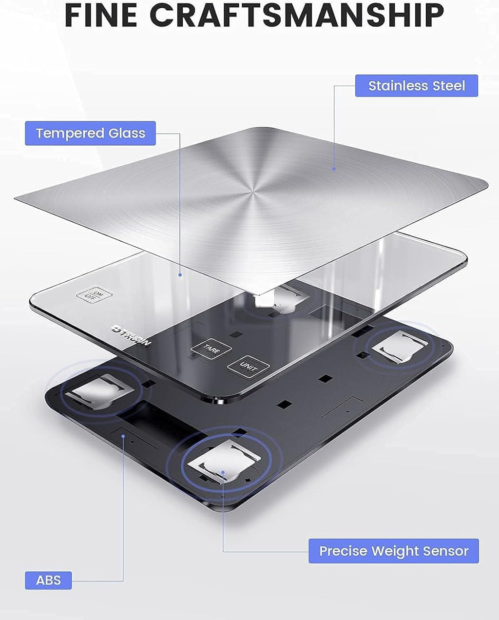 NASA-Grade Food Scale - 33lb Digital Kitchen Scale for Precise Grams & Ounces Measurement | Waterproof Glass & Stainless Steel
