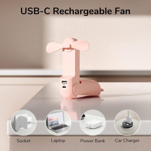 JISULIFE Handheld Mini Fan - 3-in-1 Neck Fan with 4000 mAh Battery | Up to 19 Hours of Use