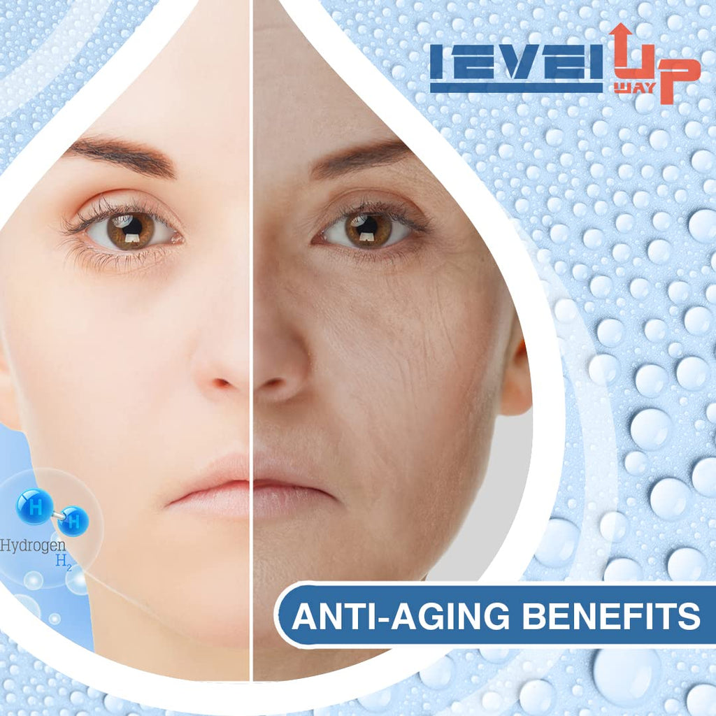 LevelUpWay - Improved Hydrogen Water Bottle Generator – Up to 4000 PPB Pure Hydrogen Water – Dual Chamber SPE PEM Technology – Blue – Enhanced Hydration Solution