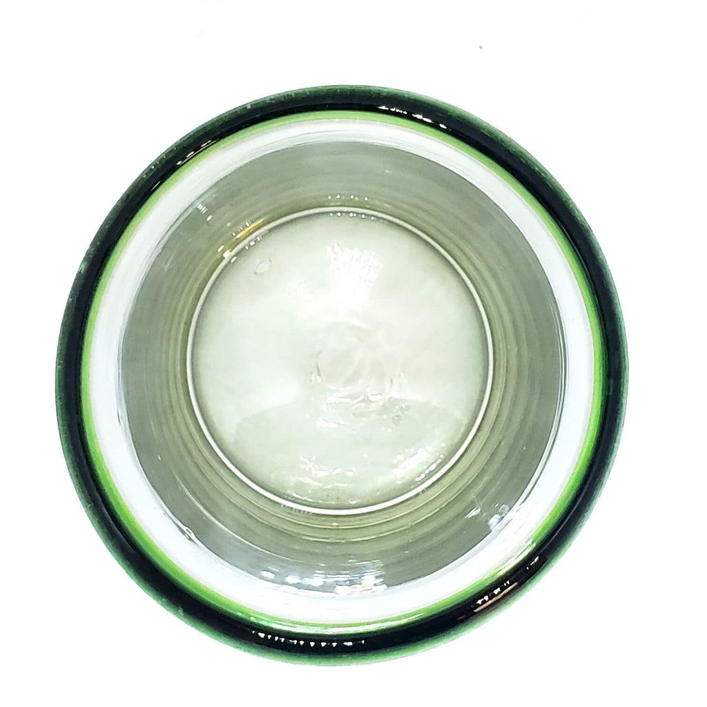 MexHandcraft Emerald Green Rim 14 oz Drinking Glasses (set of 6), Recycled Glass, Lead-free, Toxin-Free (Drinking)