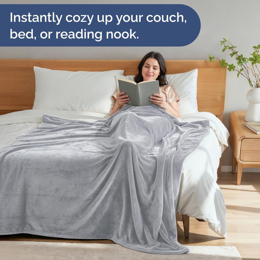 Ultra Soft Fleece Blanket | Queen Size Flannel Luxury - Lightweight, Warm & Breathable Grey Bedding