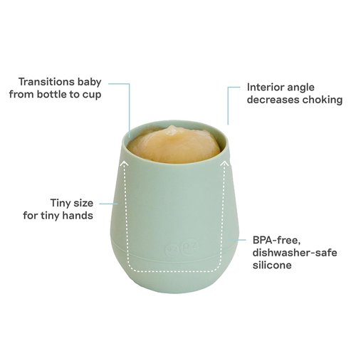 Ezpz Tiny Cup - 100% Silicone Training Cup for Infants | Sage Color - Ideal for Baby-Led Weaning