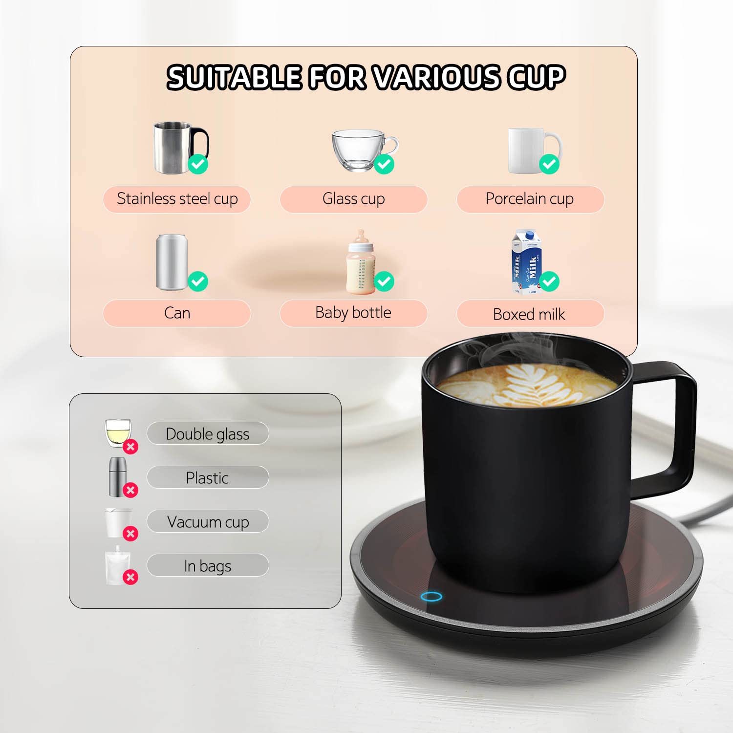 Jisile Candle Warmer, Coffee Mug Warmer, Coffee Cup Warmer with Pressure-Induced Auto ON/Off, Beverage Warmer Plate for Milk Tea, Coffee Accessories for Home Office Desk